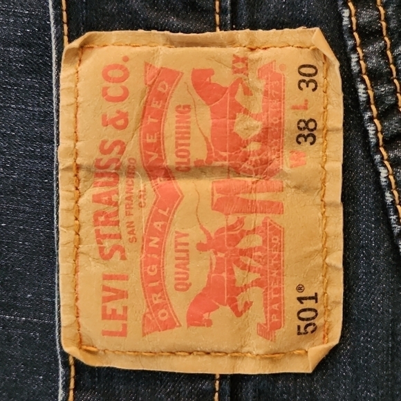 Levi's Blue 501 Button-Fly Denim Straight Leg Jeans - Picture 6 of 9